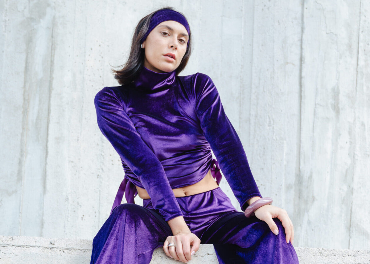 Col Roulé en Velours - Violet XS/S