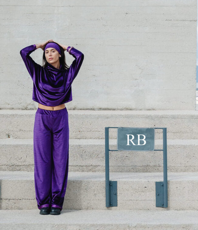 Pull Oversize en Velours - Violet XS/S