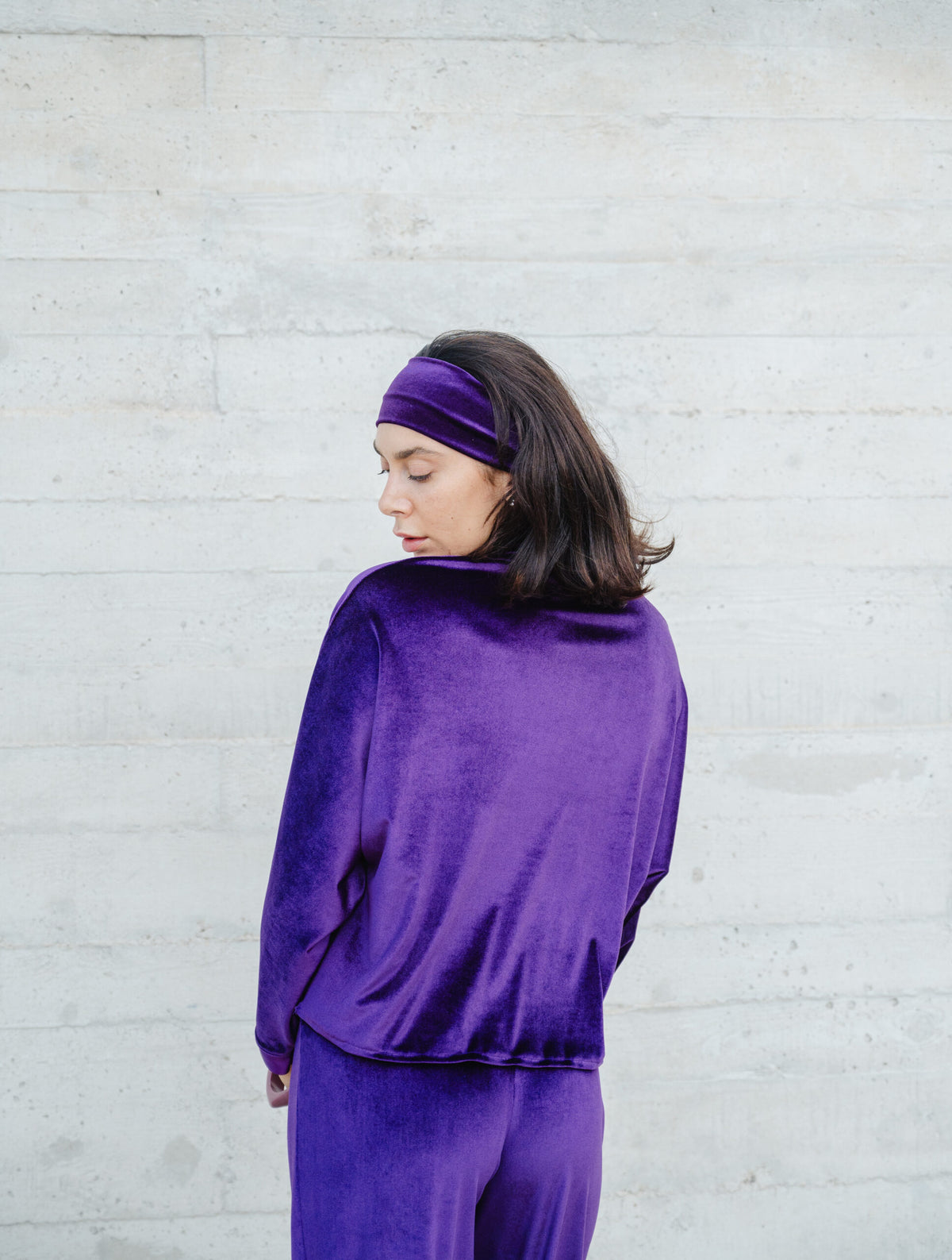 Pull Oversize en Velours - Violet XS/S