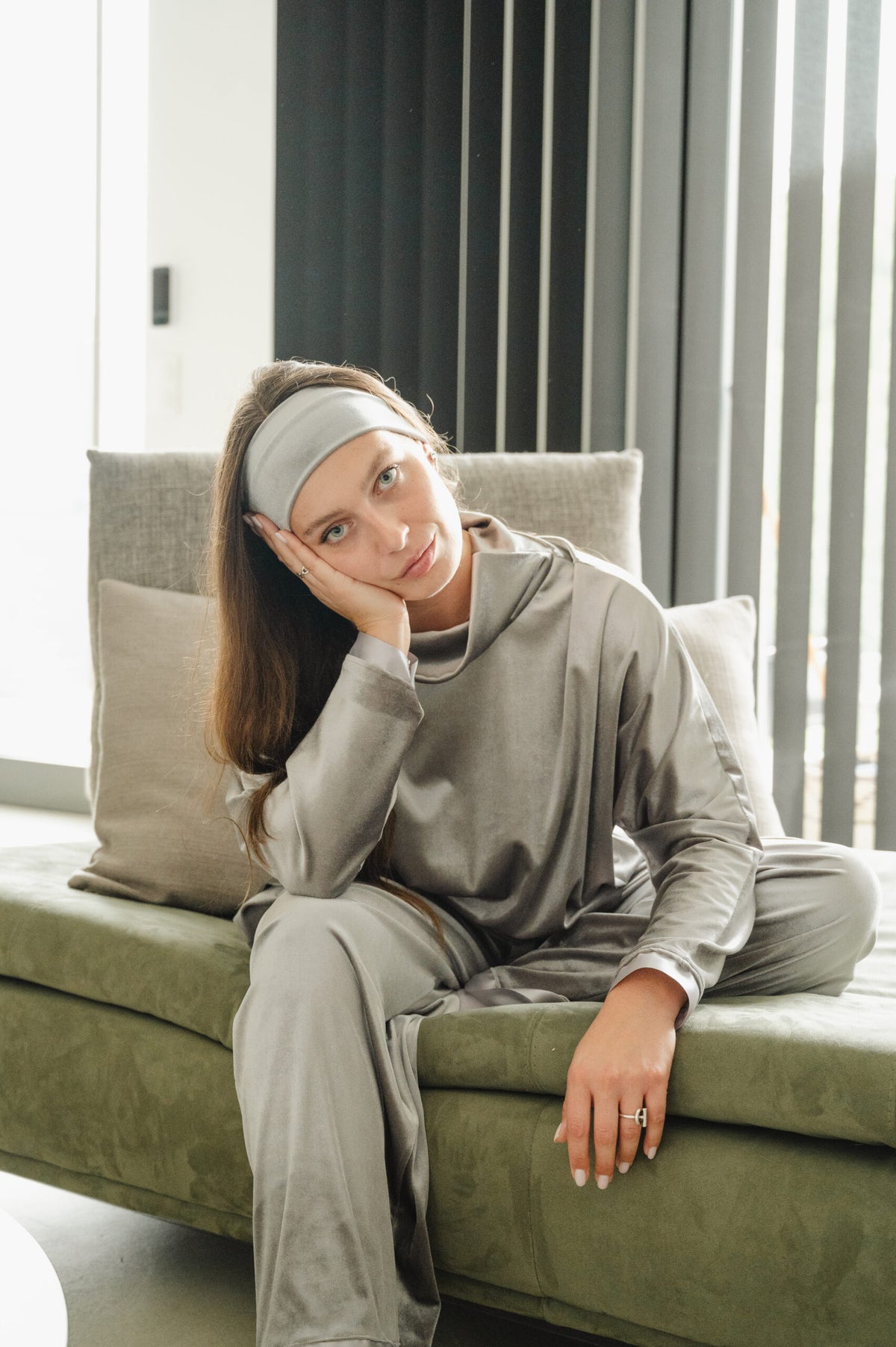 Pull Oversize en Velours - Gris M/L